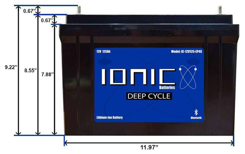 Ionic Lithium 12V 125Ah Dual Purpose Starter Battery LiFePO4 Deep Cycle