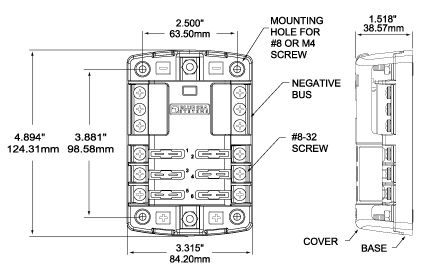 Blue Sea 5025 6-Gang Fuse  Block ST ATO/ATC Negative Bus and Cover